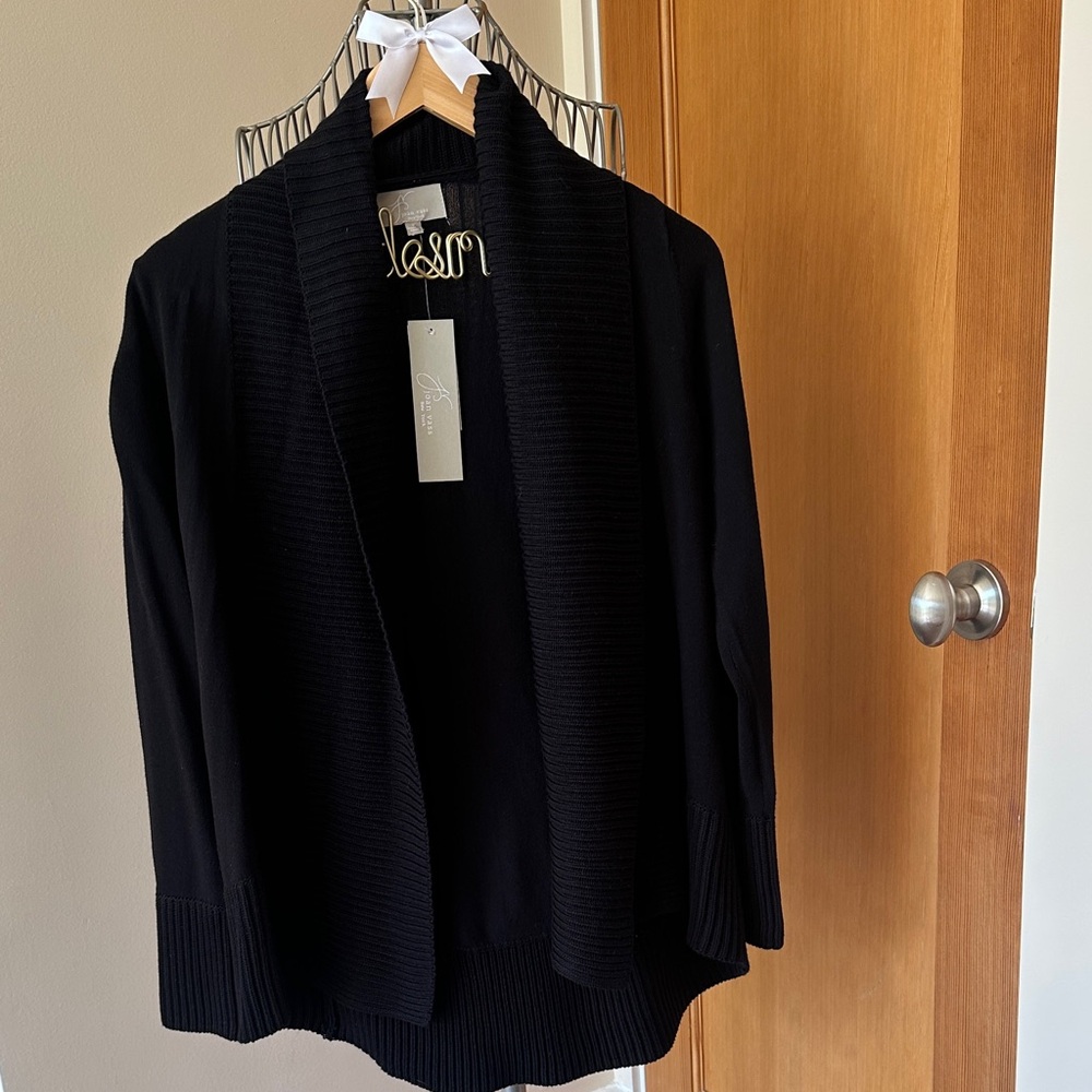 Black Open Front Cardigan Sweater